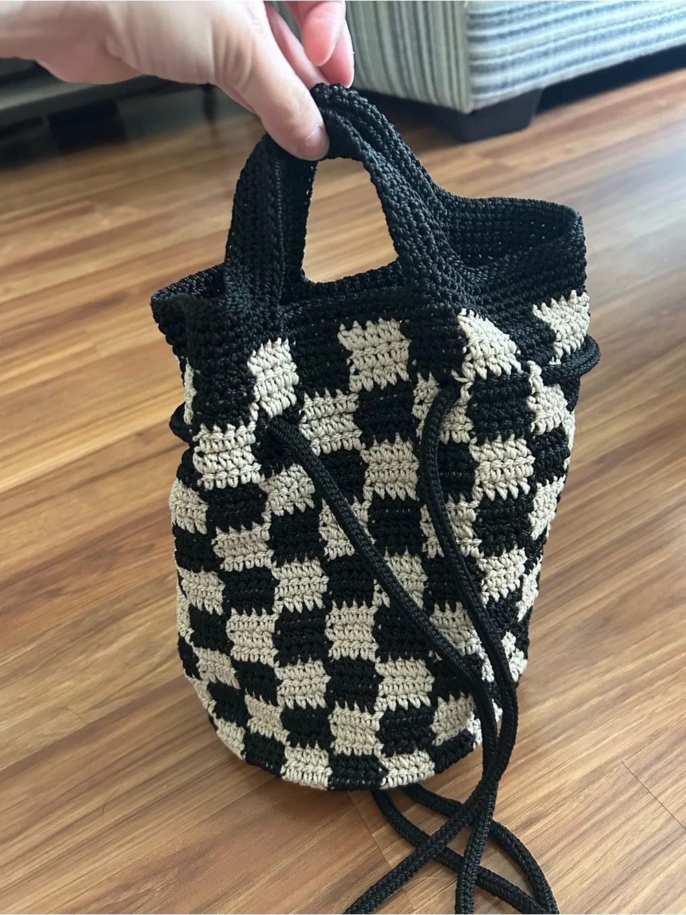 The Sak Checkered Bucket Backpack